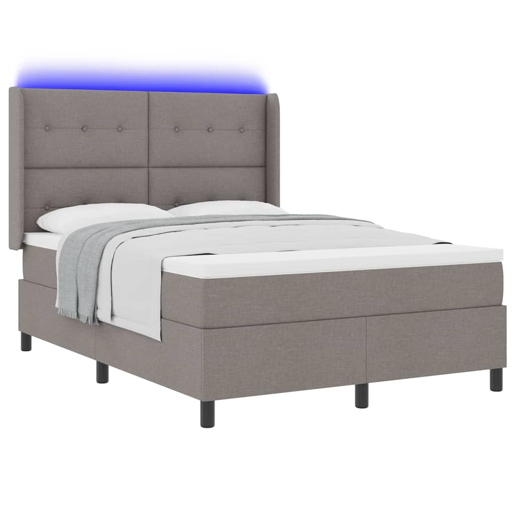 LED Boxspringbett mit Matratze Taupe 140 x 190 cm Stoff
