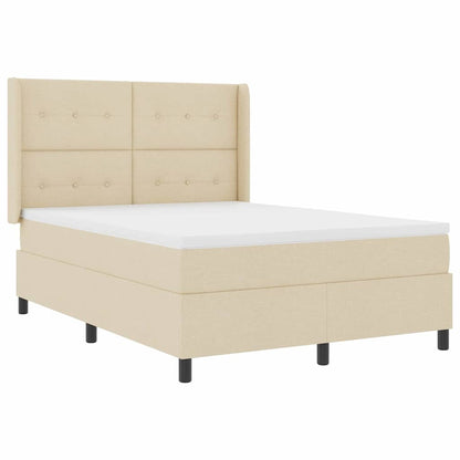 LED Boxspringbett mit Matratze Creme 140 x 190 cm Stoff