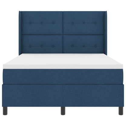 LED Boxspringbett mit Matratze Blau 140 x 190 cm Stoff