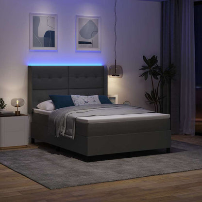 LED Boxspringbett mit Matratze Dunkelgrau 140 x 200 cm Stoff