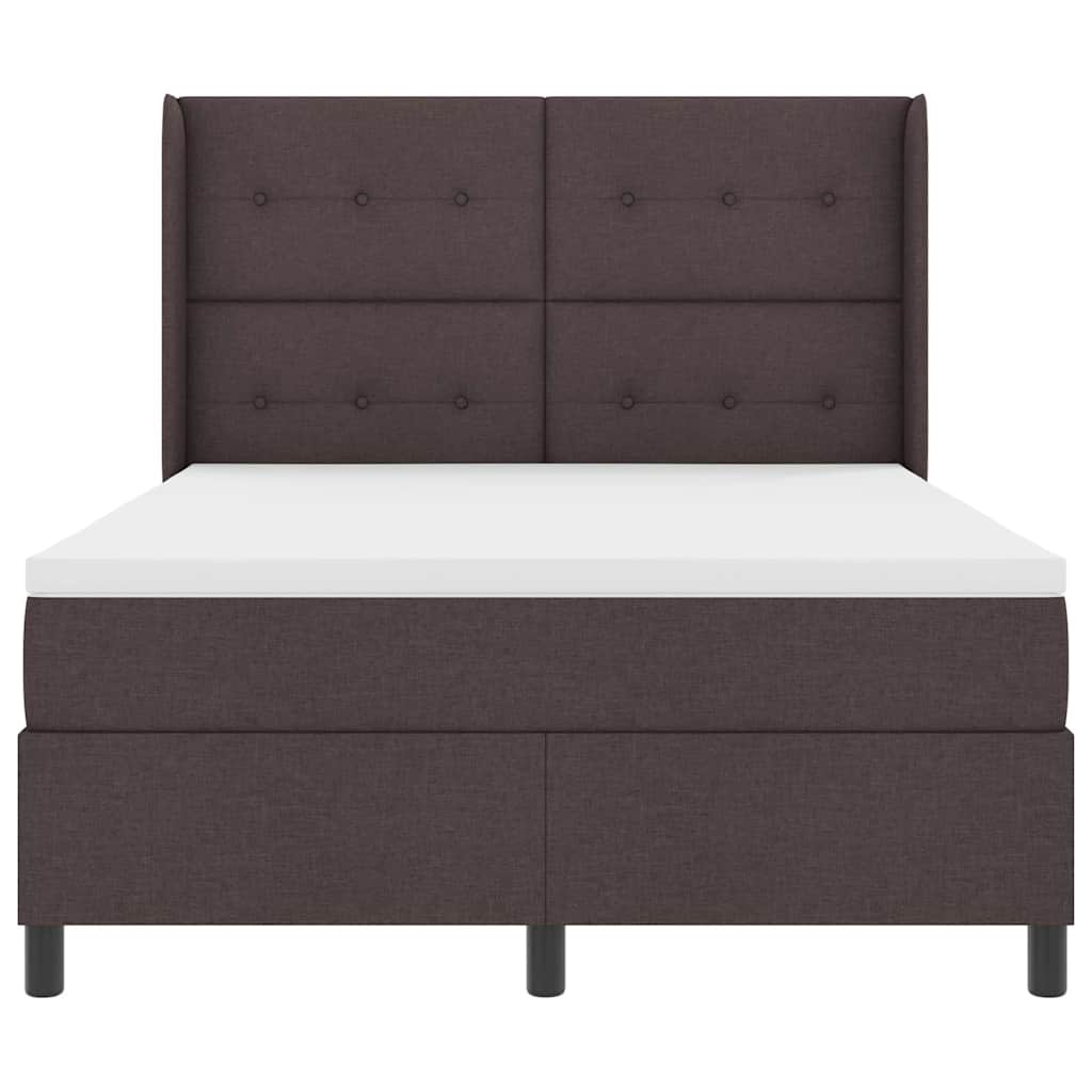 LED Boxspringbett mit Matratze Dunkelbraun 140 x 200 cm Stoff