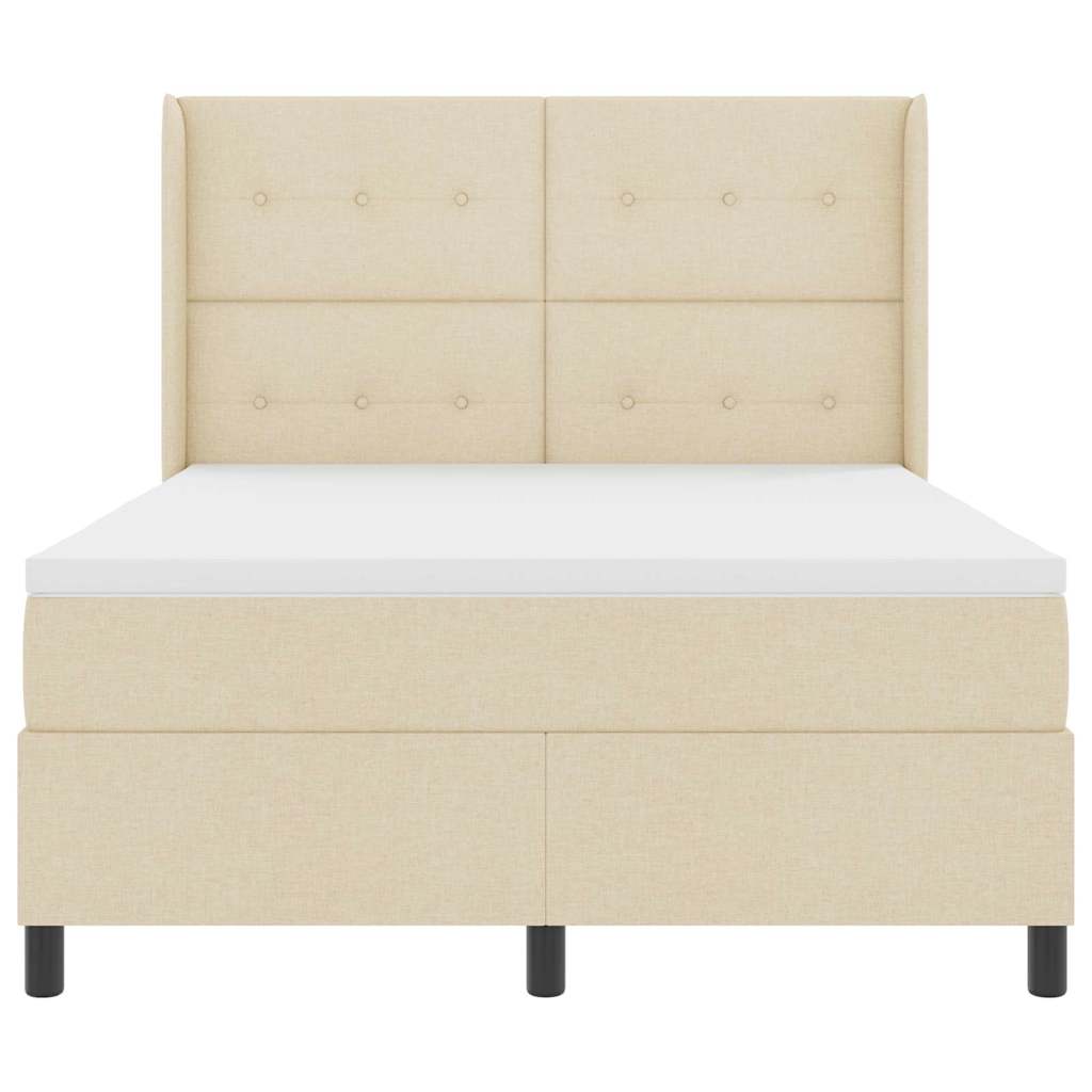 LED Boxspringbett mit Matratze Creme 140 x 200 cm Stoff