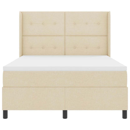 LED Boxspringbett mit Matratze Creme 140 x 200 cm Stoff