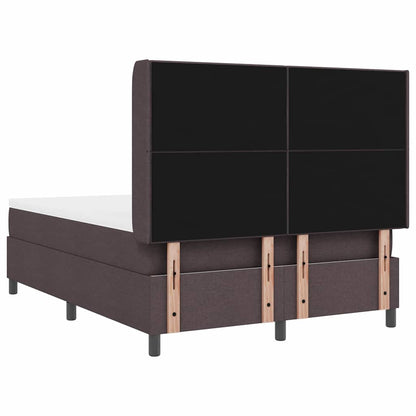 LED Boxspringbett mit Matratze Dunkelbraun 160 x 200 cm Stoff