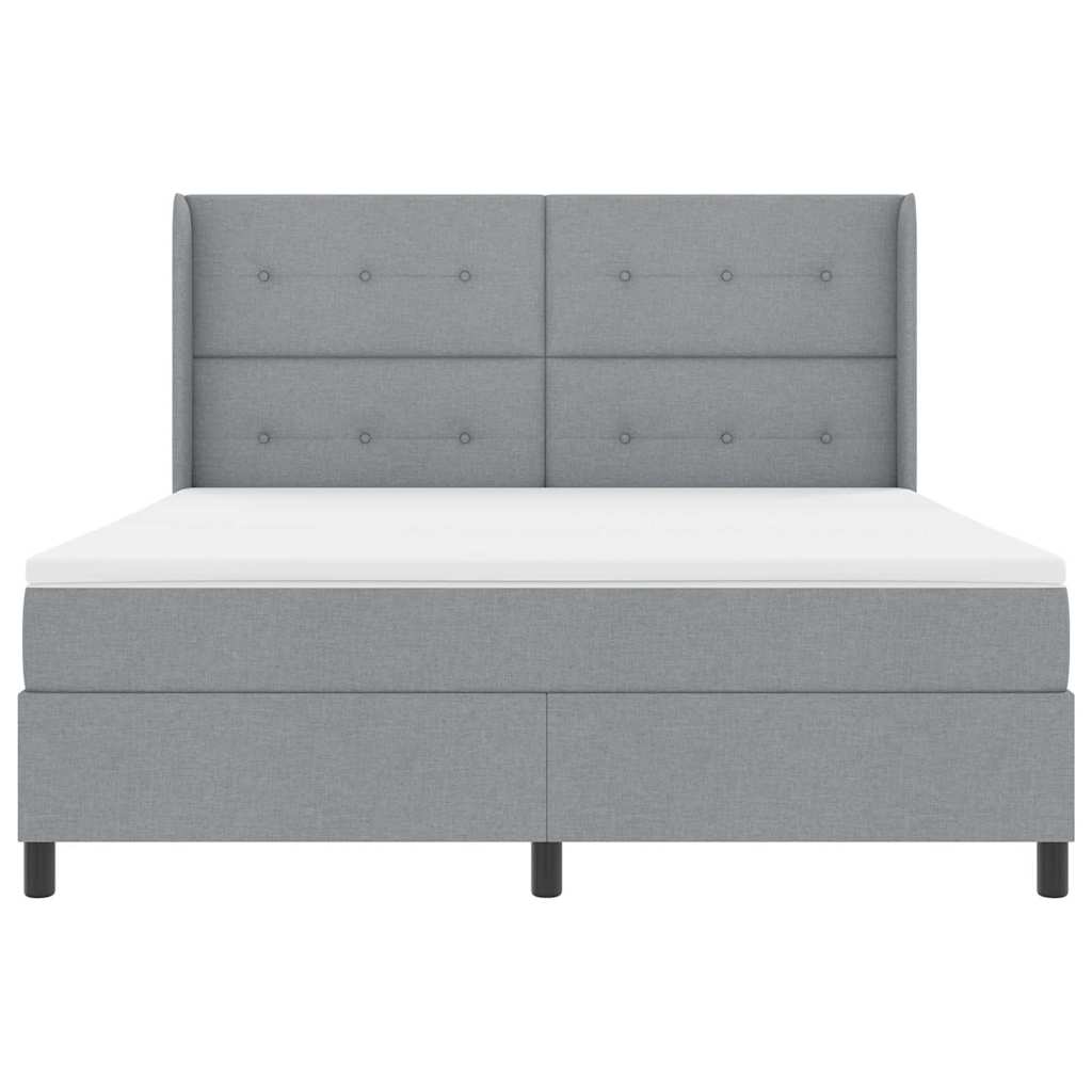 LED Boxspringbett mit Matratze Hellgrau 180 x 200 cm Stoff