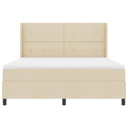 LED Boxspringbett mit Matratze Creme 180 x 200 cm Stoff
