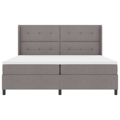 LED Boxspringbett mit Matratze Taupe 200 x 200 cm Stoff