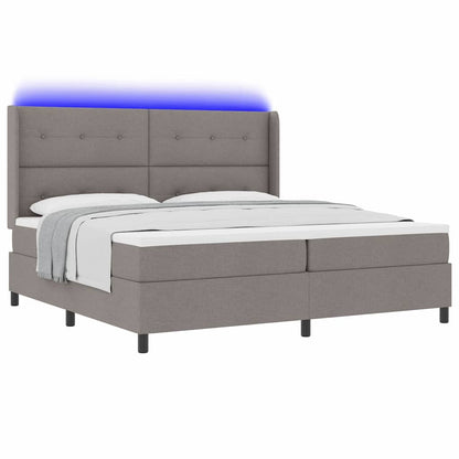 LED Boxspringbett mit Matratze Taupe 200 x 200 cm Stoff