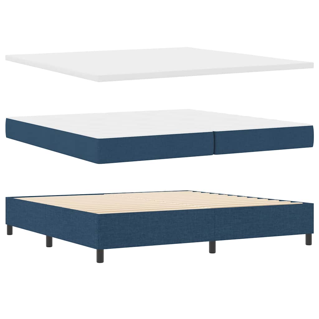 LED Boxspringbett mit Matratze Blau 200 x 200 cm Stoff