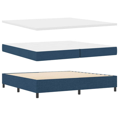 LED Boxspringbett mit Matratze Blau 200 x 200 cm Stoff