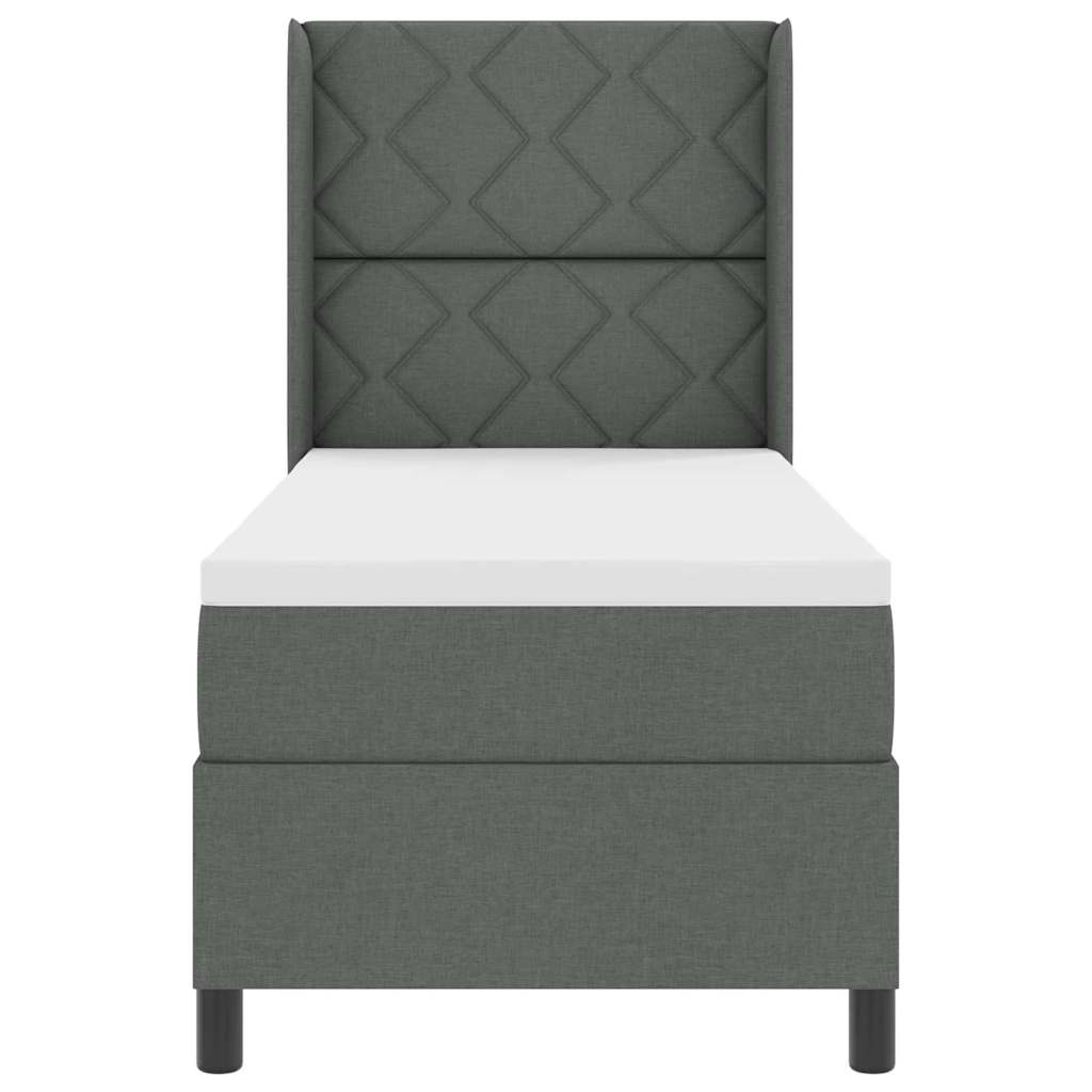 LED Boxspringbett mit Matratze Dunkelgrau 80 x 200 cm Stoff