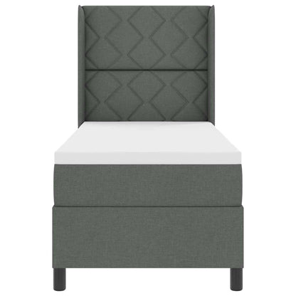 LED Boxspringbett mit Matratze Dunkelgrau 80 x 200 cm Stoff