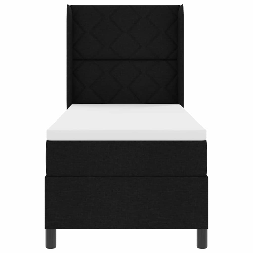 LED Boxspringbett mit Matratze Schwarz 80 x 200 cm Stoff