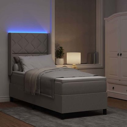 LED Boxspringbett mit Matratze Taupe 80 x 200 cm Stoff