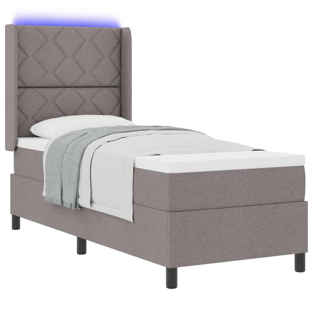 LED Boxspringbett mit Matratze Taupe 80 x 200 cm Stoff
