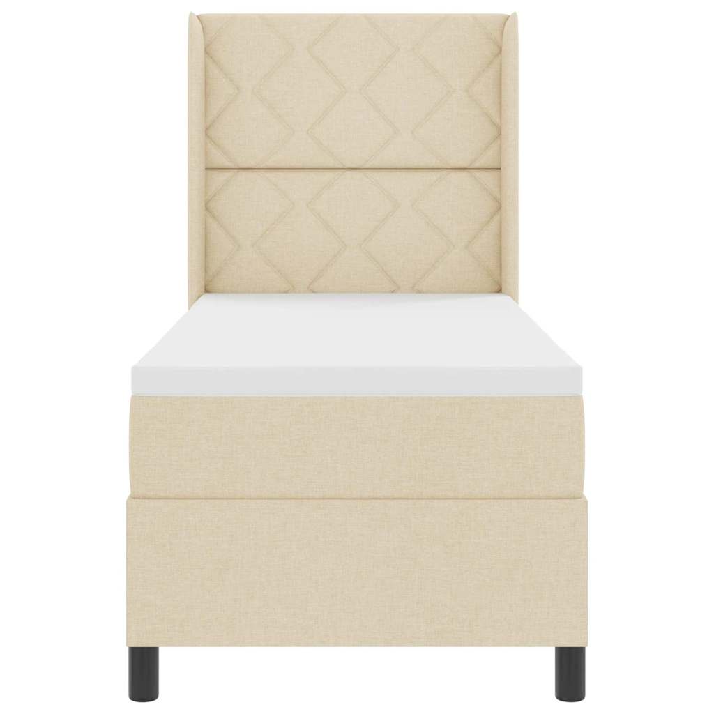 LED Boxspringbett mit Matratze Creme 80 x 200 cm Stoff