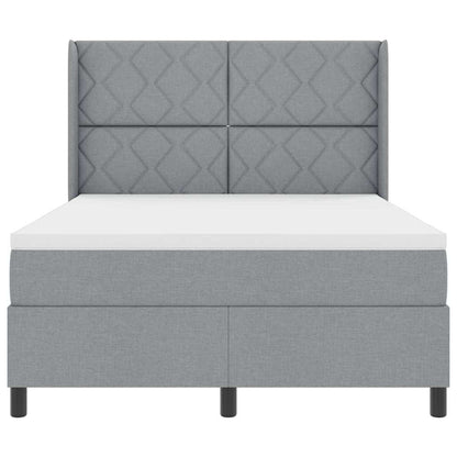 LED Boxspringbett mit Matratze Hellgrau 160 x 200 cm Stoff