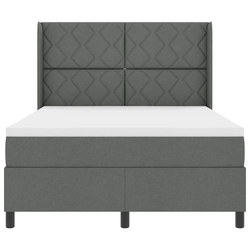 LED Boxspringbett mit Matratze Dunkelgrau 160 x 200 cm Stoff