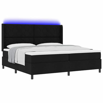 LED Boxspringbett mit Matratze Schwarz 200 x 200 cm Stoff