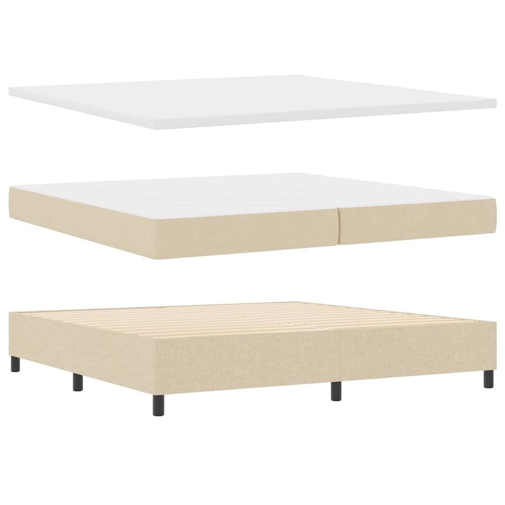 LED Boxspringbett mit Matratze Creme 200 x 200 cm Stoff
