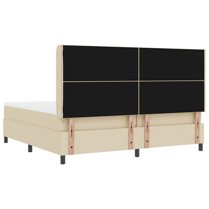 LED Boxspringbett mit Matratze Creme 200 x 200 cm Stoff