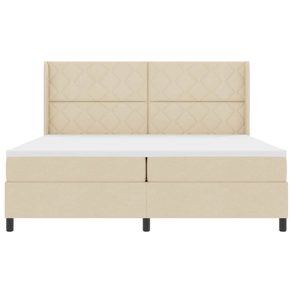 LED Boxspringbett mit Matratze Creme 200 x 200 cm Stoff