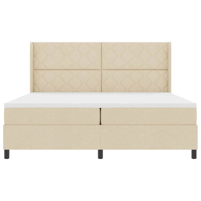 LED Boxspringbett mit Matratze Creme 200 x 200 cm Stoff