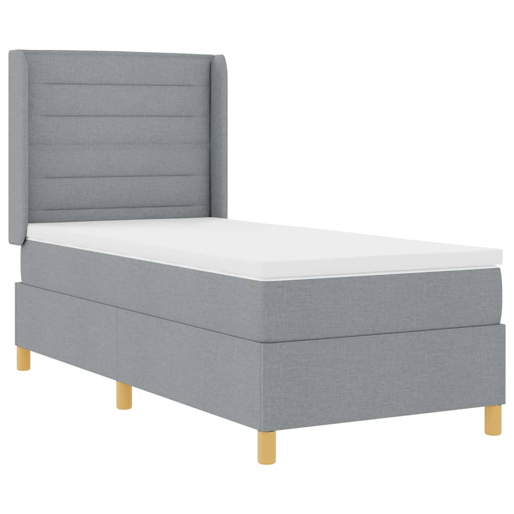 Boxspringbett mit Matratze Hellgrau 90 x 190 cm Stoff