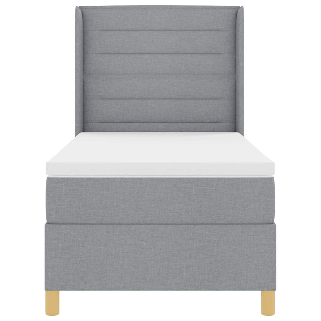 Boxspringbett mit Matratze Hellgrau 90 x 190 cm Stoff