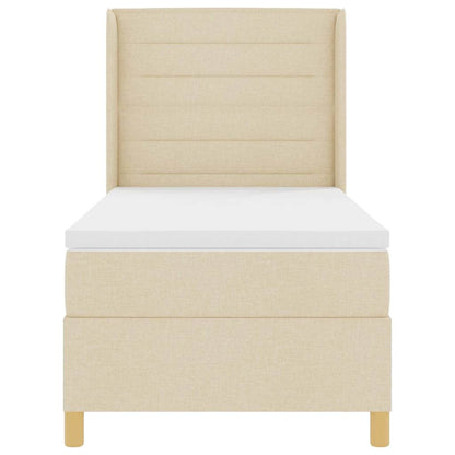 Boxspringbett mit Matratze mit Kopfteil Creme 90 x 190 cm Stoff