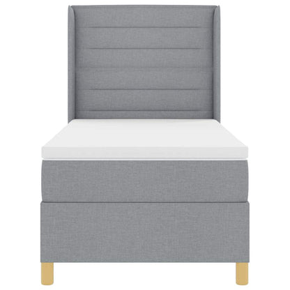 Boxspringbett mit Matratze Hellgrau 90 x 200 cm Stoff