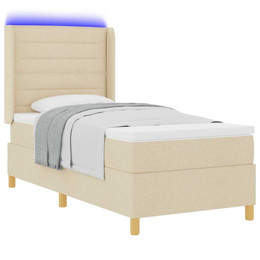 Boxspringbett mit Matratze Creme 100 x 200 cm Stoff