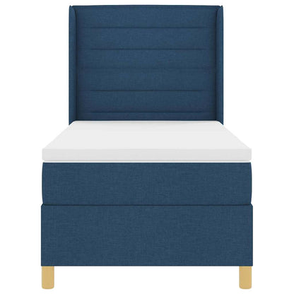 Boxspringbett mit Matratze mit Kopfteil Blau 100 x 200 cm Stoff