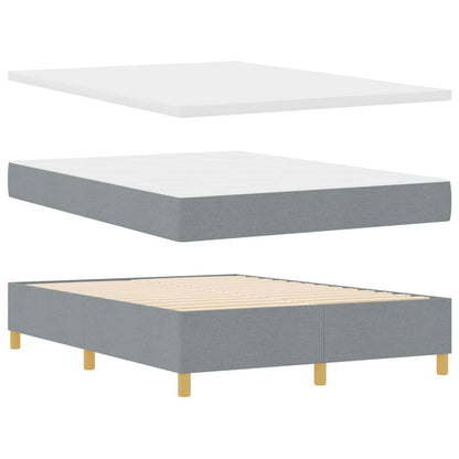 vidaXL Boxspringbett mit Matratze Hellgrau 140 x 190 cm Stoff