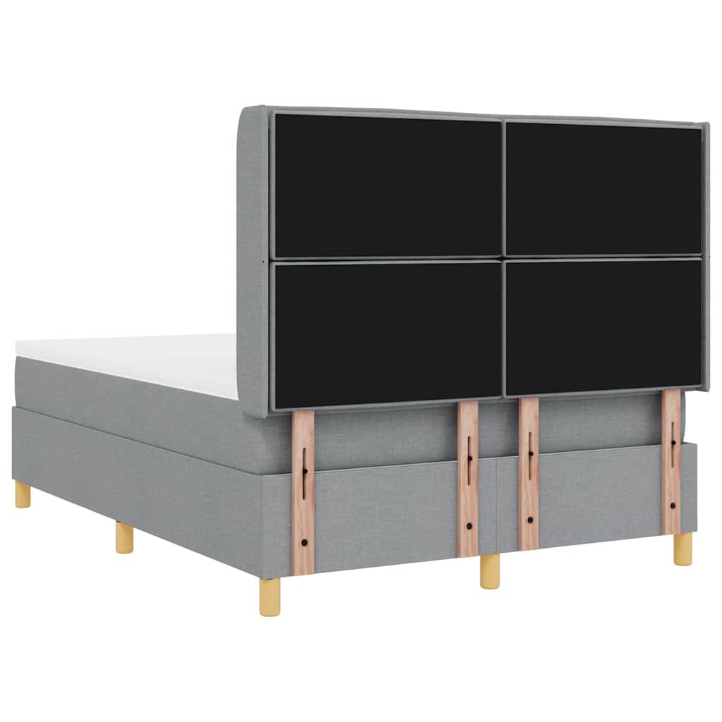 vidaXL Boxspringbett mit Matratze Hellgrau 140 x 190 cm Stoff