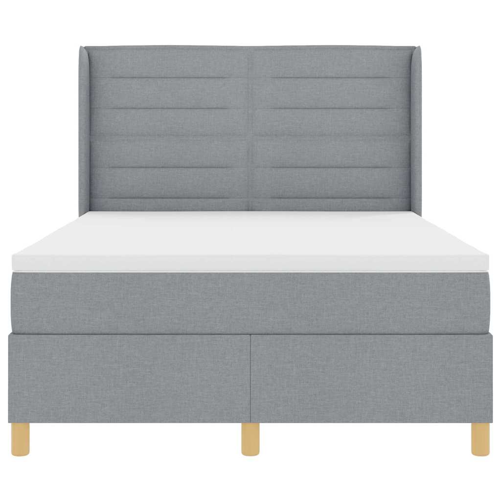 vidaXL Boxspringbett mit Matratze Hellgrau 140 x 190 cm Stoff
