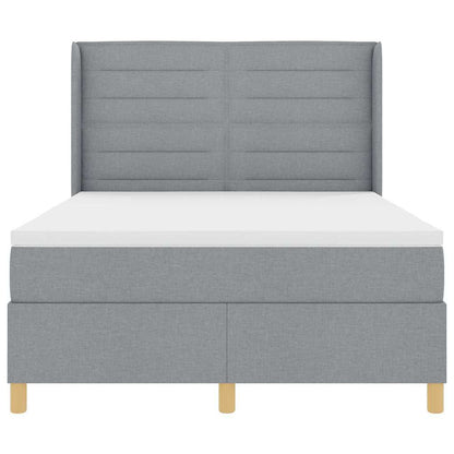 vidaXL Boxspringbett mit Matratze Hellgrau 140 x 190 cm Stoff