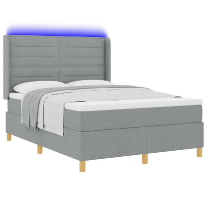 vidaXL Boxspringbett mit Matratze Hellgrau 140 x 190 cm Stoff