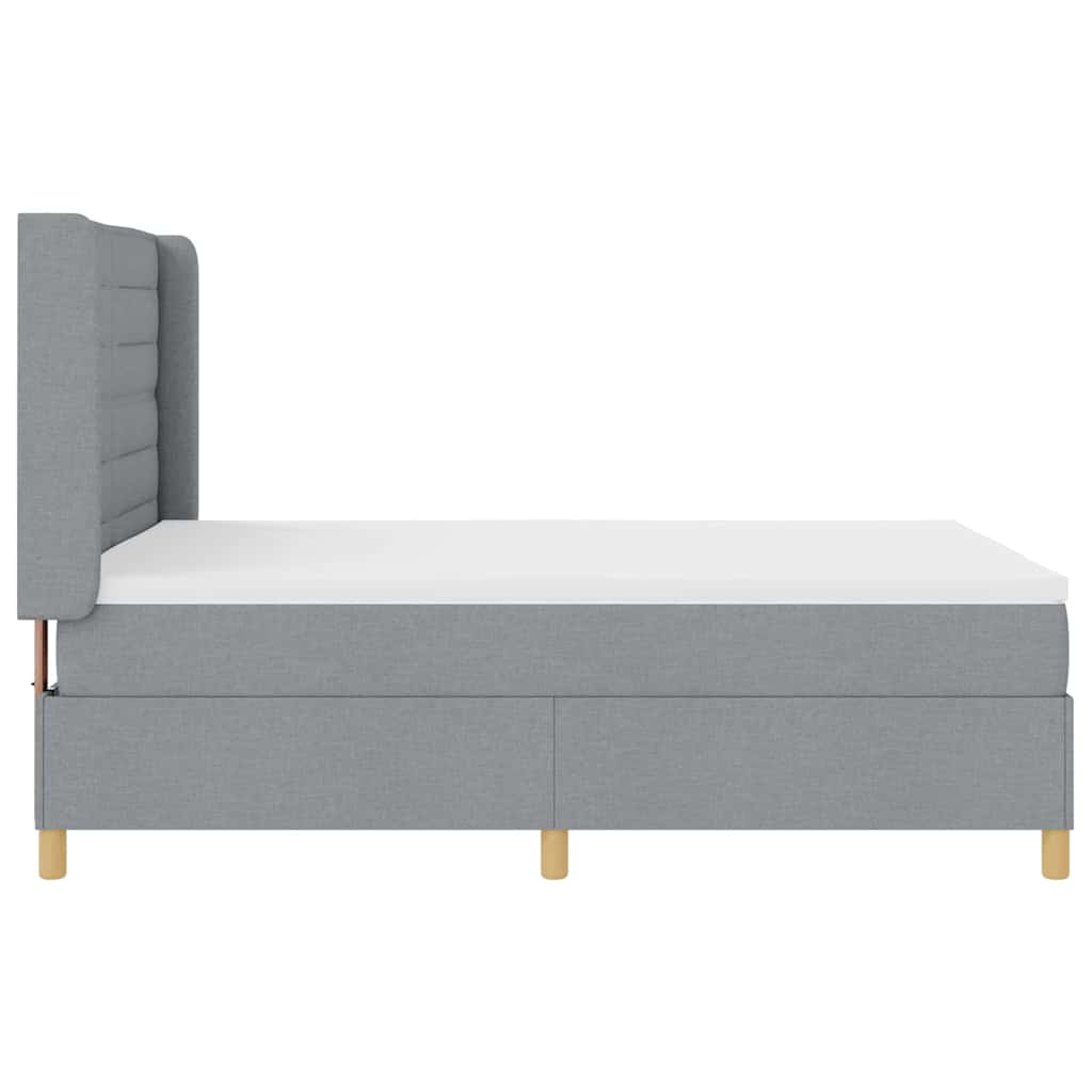 vidaXL Boxspringbett mit Matratze Hellgrau 140 x 190 cm Stoff