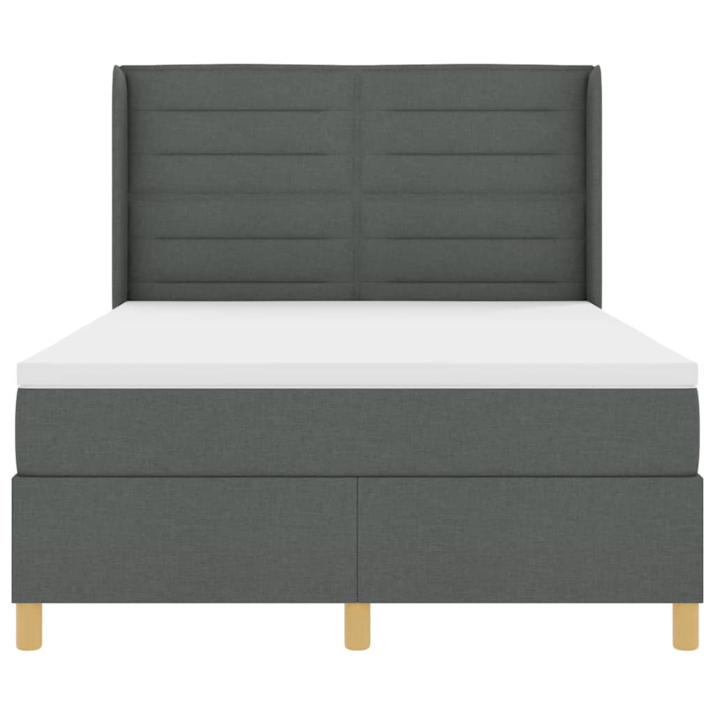 Boxspringbett mit Matratze mit Kopfteil Grau 140 x 200 cm Stoff