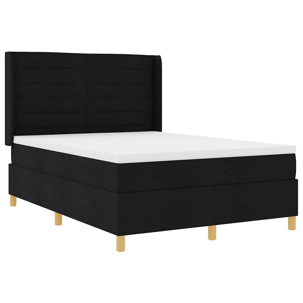 Boxspringbett mit Matratze Schwarz 140 x 200 cm Stoff