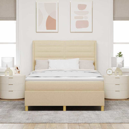 Boxspringbett mit Matratze Creme 140 x 200 cm Stoff