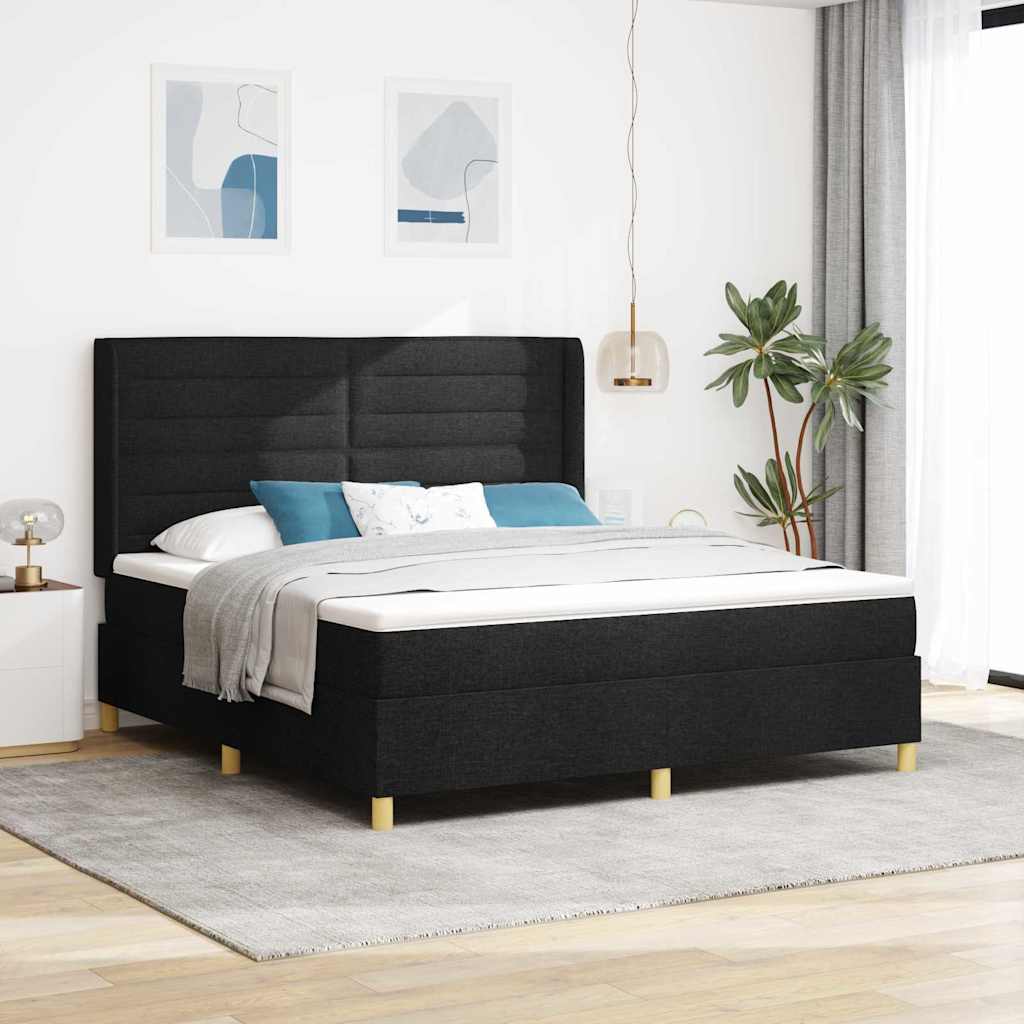 vidaXL Boxspringbett mit Matratze Schwarz 140 x 200 cm Stoff