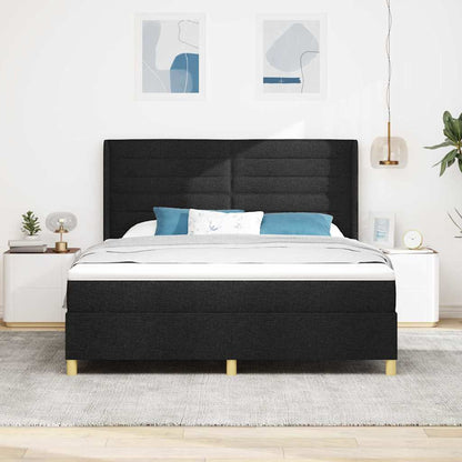 vidaXL Boxspringbett mit Matratze Schwarz 140 x 200 cm Stoff
