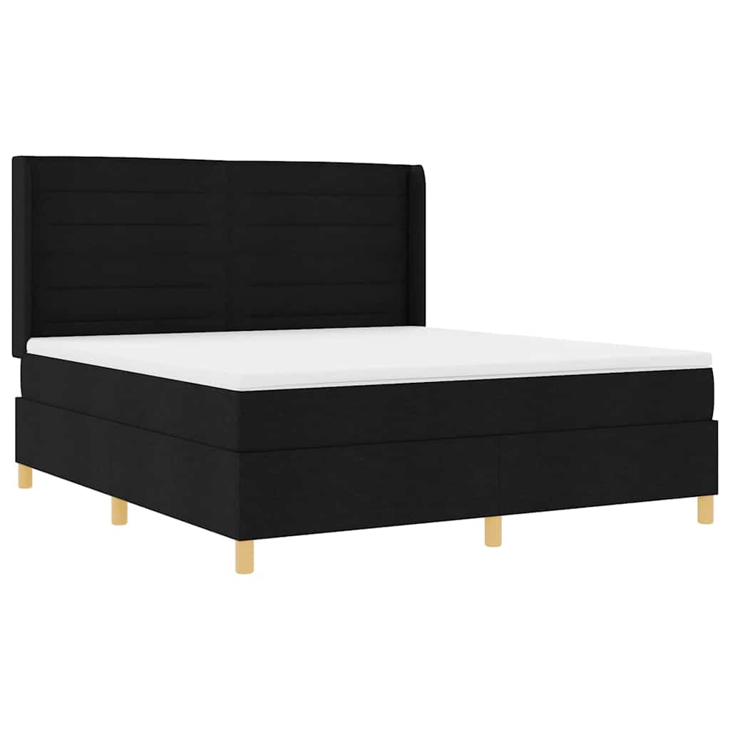 vidaXL Boxspringbett mit Matratze Schwarz 140 x 200 cm Stoff