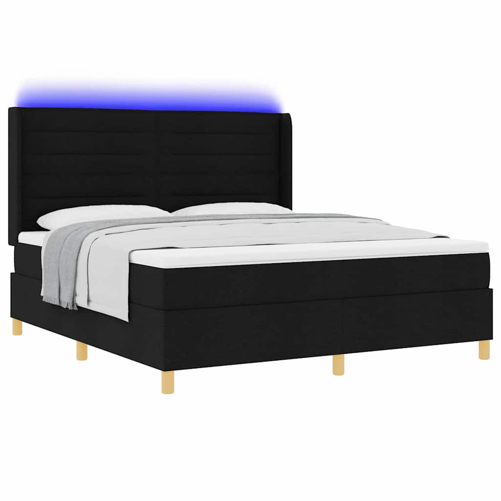 vidaXL Boxspringbett mit Matratze Schwarz 140 x 200 cm Stoff
