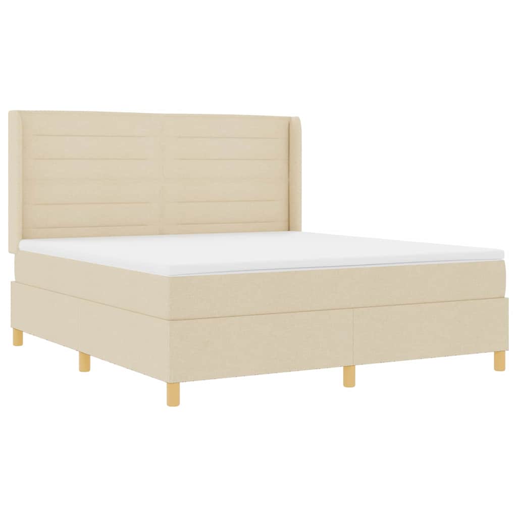 Boxspringbett mit Matratze Creme 140 x 200 cm Stoff