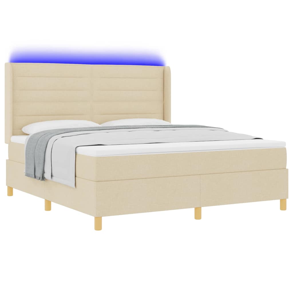 Boxspringbett mit Matratze Creme 140 x 200 cm Stoff