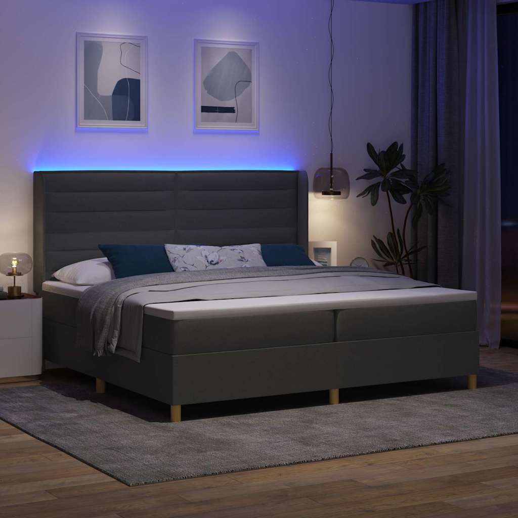 Boxspringbett mit Matratze mit LED Grau 140 x 200 cm Stoff