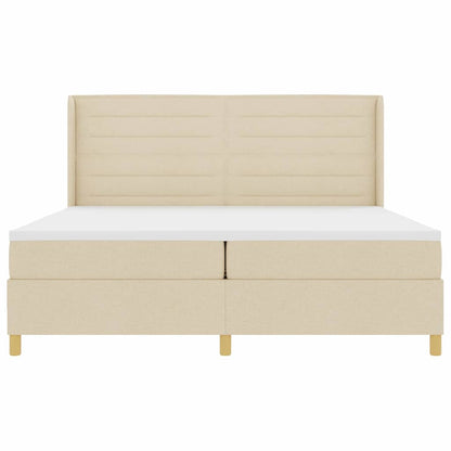Boxspringbett mit Matratze mit LED Creme 140 x 200 cm Stoff